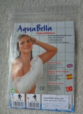 Duschhaube Folie Überzug Aqua Bella Hand Arm Bein Kopf Fuß wiederverwendbar - Bild 1 von 4