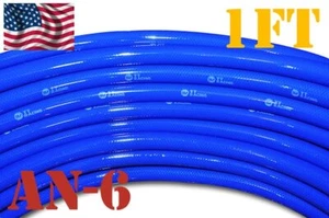 AN6 AN-6 6AN 7/16" 11mm Push On Fuel Hose Push Lock Loc Fuel Line 1ft Blue - Picture 1 of 4
