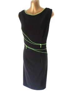 Joseph Ribkoff Black pencil dress 14 Green zip detail V back fully lined (8894 - Picture 1 of 5