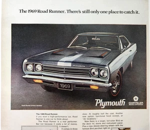 Plymouth Road Runner 1969 Vintage Car Ad Magazine Print Chrysler Automobile - Picture 1 of 6