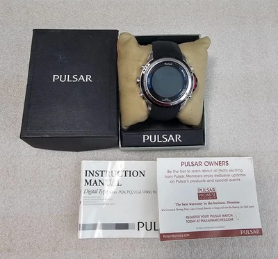 Pulsar Reloj Digital Acero Inoxidable Banda Negra 0802633 Nuevo con Caja Foto 1 de 4