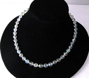 Collar Vintage Aurora Boreal Cuentas AB Cuentas Facetadas - GRAN COLOR 18" Largo - Imagen 1 de 2