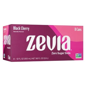 Zevia Zero Sugar Soda, Black Cherry, 12 oz Cans (8-Pack) 12 Fl Oz (Pack of 8)  - Picture 1 of 6