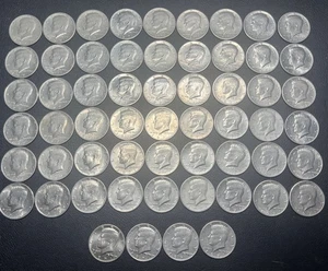 1971 D/P (no Mint Mark) Kennedy Half Dollars Lot Of 58 - Picture 1 of 2
