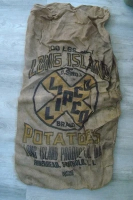 Saco de arpillera vintage marca LONG ISLAND LIPCO PATATAS - RIVERHEAD, SOUTHOLD, L.I. Foto 1 de 4