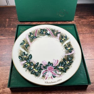1991 Lenox Annual Limited Edition Colonial Christmas Wreath Plate ~ Original Box - Picture 1 of 8