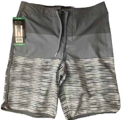 Bermuda de natação Hang Ten masculina GG 18/20 azul/cinza nova com etiqueta - Imagem 1 de 4