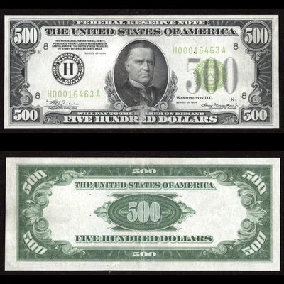 1934 $500 FRN Light Green Seal - Fr. 2201-H -  Choice VF - Image 1 of 3