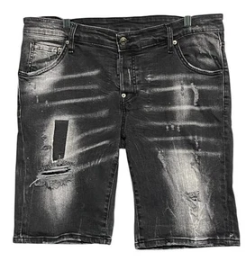 Dsquared2 Distressed Jean Shorts Slim Fit Size 56 Black Denim US Size 36 - Picture 1 of 18
