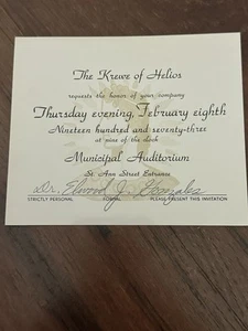 1973 Krewe of Helios Invitation- Mardi Gras Krewe Favor - Picture 1 of 2