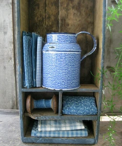 Very Small Antique Blue Graniteware Cream Can - Picture 1 of 10