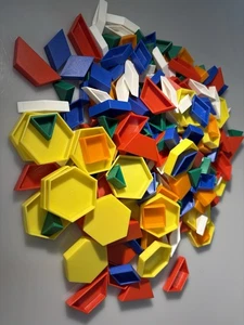 Geometric Plastic Pattern Blocks Educational School Math Education (100+ pcs) - Picture 1 of 3