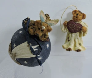 Boyds bears set of two ornaments one round with star 1 angel country Christmas - Picture 1 of 11