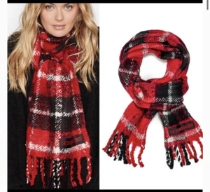 Victoria's Secret karierter Winter Engel Schal rot schwarz weiß Neu - tolles Geschenk 🎁 - Bild 1 von 12