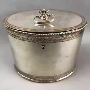 Antiker Sheffield Teller Tee Caddy mit Schloss 18. HERGESTELLT IN ENGLAND - Bild 1 von 7