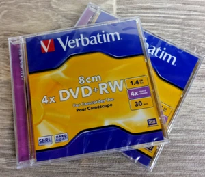 2 x Verbatim 8cm DVD+RW Disc 1.4 GB 4x speed 30min in Slim Jewel Case - Picture 1 of 3