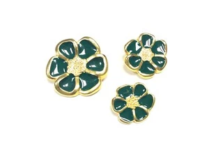 BOTTONE GIOELLO FIORE OTTONE ORO VERDE CM 1,8 - Picture 1 of 2