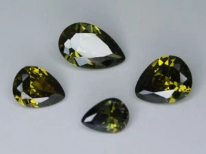 CZ Peridot Green Pear 4x6 6x8 7x9 8x10 10x12 mm AAA Loose Cubic Zirconia Gems - Picture 1 of 7