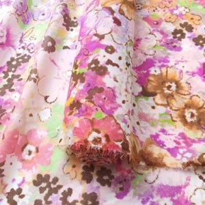 1 meterX1.12 meter Colorful Painting Flower Natural Silk Cotton Fabric For Dress - Picture 1 of 6