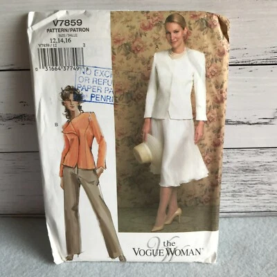 Vogue Sewing Pattern V7859 Lined Jacket, Pants & Skirt. 12-14-16  uncut - Image 1 of 4