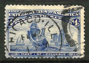 SC #233 CHICAGO Duplex Cancel 4 Cent Columbian 1893 US 9B84 - Bild 1 von 2