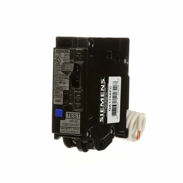 Siemens QA115AFC 15 A Plug-On Combination AFCI Breaker - Black