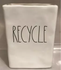 Rae Dunn "Recycle" Glazed Ceramic Recycle Bin Office Home NEW - Picture 1 of 1