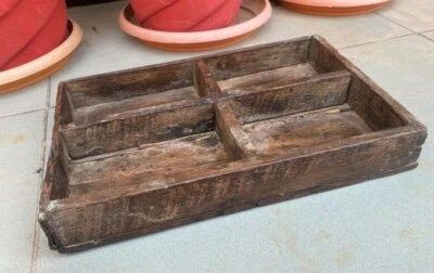 Caixa de ferramentas antiga de madeira para artesanato caixa recipiente caixa de armazenamento 1700'  - Imagem 1 de 4