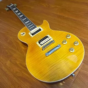 US warehouse LP Electric Guitar Yellow Flamed Maple Top HH Pickups Mahogany Body - Picture 1 of 10
