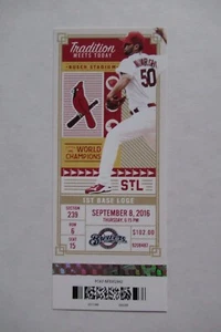 ST. LOUIS CARDINALS VS BREWERS 9/8/2016 FULL TICKET ~ SANTANA/ARCIA/WONG+ HRs - Picture 1 of 1