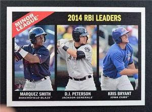 2015 Heritage Minors Gum Damage #198 Kris Bryant Marquez Smith D.J. Peterson LL