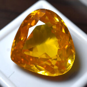 107.45 Ct Yellow Topaz Pear Shape Lab-Created Loose Gemstone CERTIFIED