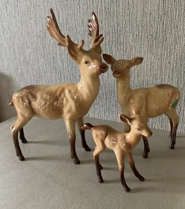 BESWICK DEER STAG & FAWN MODEL No. 981 999A & 1000B LIGHT BROWN GLOSS PERFECT - Picture 1 of 5