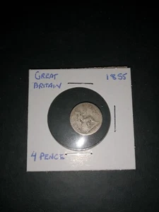 Great Britain 4 Pence Groat 1855 United Kingdom Vintage Silver Coins 4d Victoria - Bild 1 von 2