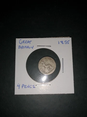 Great Britain 4 Pence Groat 1855 United Kingdom Vintage Silver Coins 4d Victoria Cover