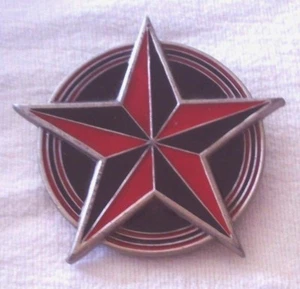 Red & Black Nautical Star Circle Fine Pewter Belt Buckle Great American product - Picture 1 of 6