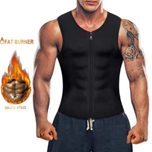 Men Neoprene Sauna Thermo Sweat Body Shaper Waist Trainer Fat Burner Corset Vest - Picture 1 of 31