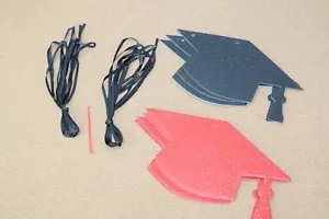 16Pcs Graduation Cap Party Supplies Decorations Black Red - Picture 1 of 3