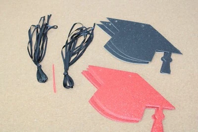 16 piezas gorra de graduación suministros de fiesta decoraciones negro rojo Foto 1 de 3