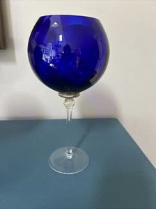 UNION STREET GLASS SIENNA COBALT Burgundy Wine Glass 2006 SIGNED - Picture 1 of 8