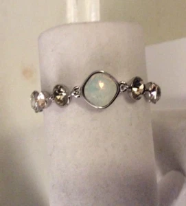 $78 Givenchy Silvertone Multi Color   pale stones  Flex Bracelet  signed   GB8 - Picture 1 of 10