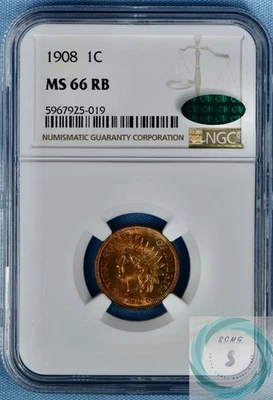 1908 1C Indian Head Cent NGC MS 66 RB w/CAC - Premium Gem Red Glow!!! - Image 1 of 4