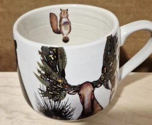 Green Box Art Culture Animals Coffee Cup 14oz Moose Skunk Deer Chipmunk Bear Fox - Picture 1 of 8