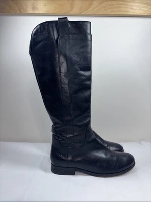 Botas de Equitação Frye Feminina 8.5 B 76932 Melissa Alta Couro Preto Zíper Lateral Anos 90 Y2K - Imagem 1 de 4