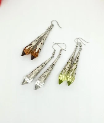 3 paia orecchini a goccia con filigrana gothic - vittoriano - Immagine 1 di 4