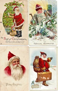 4 postales vintage (1907-15) de Navidad de Papá Noel con regalos escena de invierno nevada - Imagen 1 de 4
