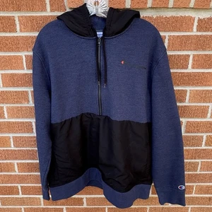 Champion Herren 1/2 Zip Fleece Hoodie Gr. XL blau schwarz Sweatshirt Activewear - Bild 1 von 6