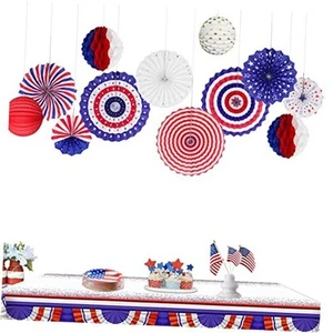 Patriotic Red Blue White Hanging Decorations 4th July Independence Day - Picture 1 of 7