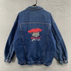 VINTAGE Fubu Jacket Men Large Blue Fat Albert Rudy Denim Jean Streetwear Y2K 90s - Picture 1 of 17
