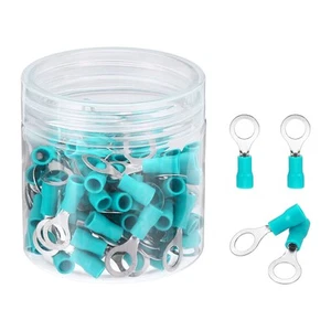 100Pcs Insulated Ring Terminal RV1.25-6 22-16AWG Battery Connectors, Green - Picture 1 of 5